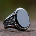 New Fashion Retro Ring Geometric Black Zircon Stone For Anniversary Party Wedding Men's Anels Totem Luxury Jewelry