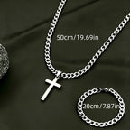 Cuban Chain Necklace Bracelet Set — Stainless Steel
