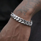 9mm Retro Stainless Steel Cuban Chain Bracelet Simple Silver Color Men Stainless Steel Jewelry Fashion Casual Wear