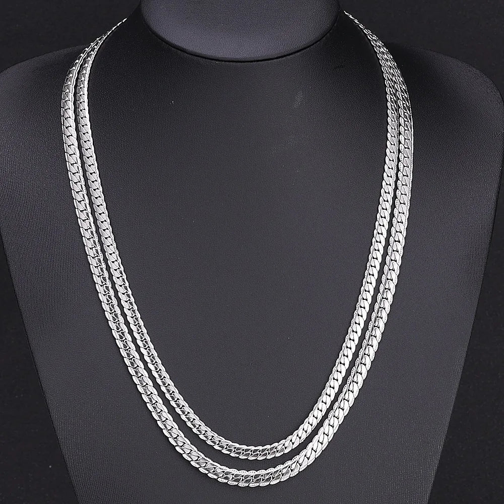 New 925 Sterling Silver Necklace 5MM Side Chain for Men Women Wedding Jewelry Luxury Fashion Style Engagement High Quality Gifts