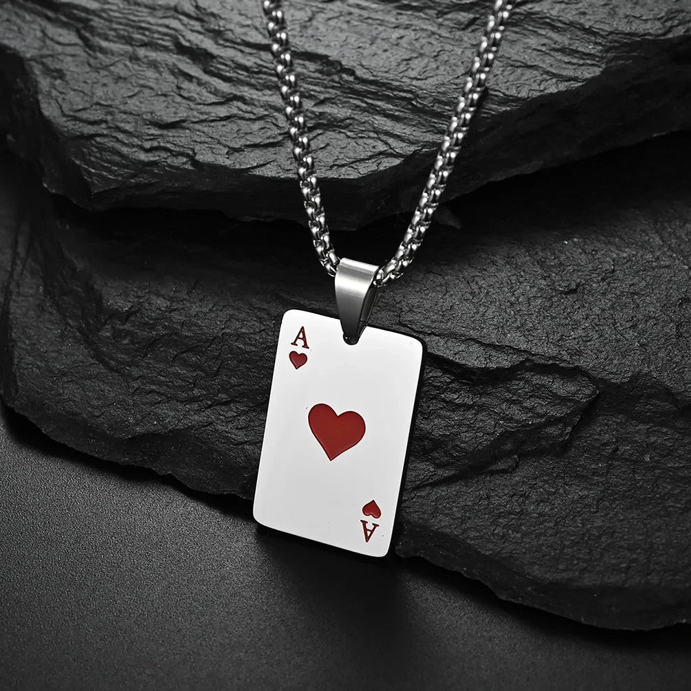 Fashion Lucky Spades Heart Ace Keychain Women Men Stainless Steel Black Red Square Poker Card Key Ring Key Charm Bag Accessories