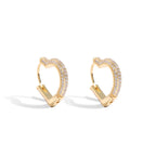 Iced Out Heart Hoop Earrings Stainless Steel CZ
