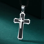 Double-Layer Cross Stainless Steel Pendant Necklace