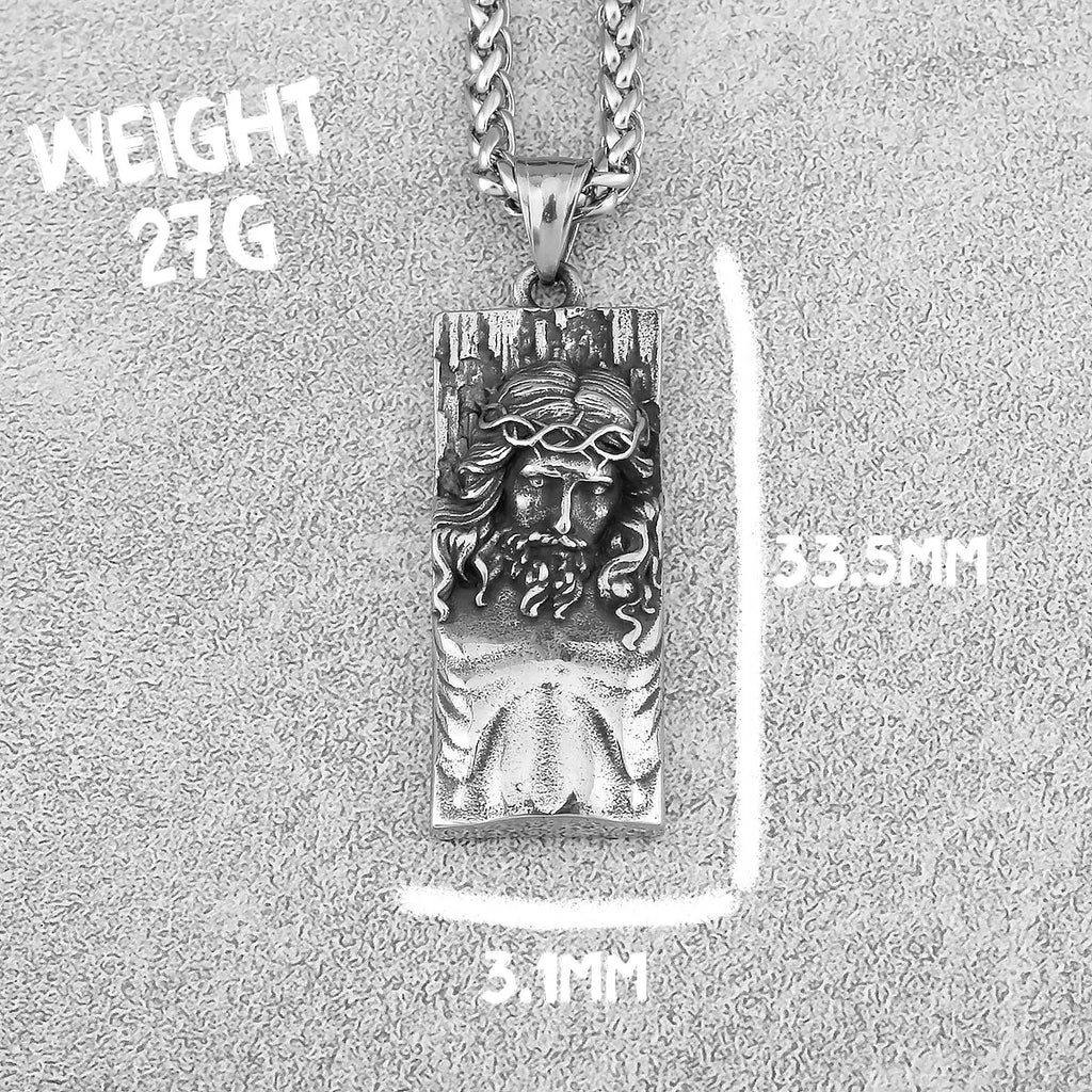 Hip Hop Retro Design Odin Viking Necklace Nordic Men's Religious Belief Jesus Shield Stainless Steel Amulet Jewelry Pendant