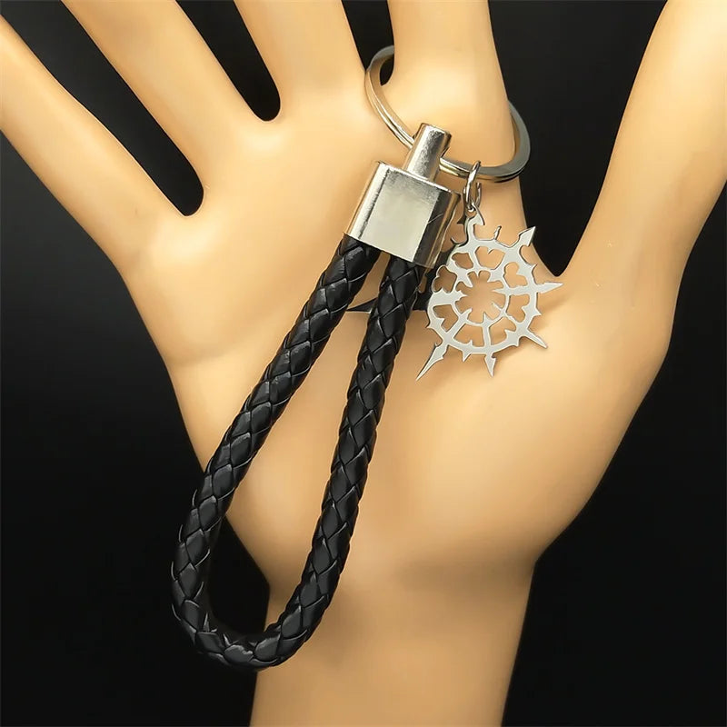 Gothic Silver Boomerang Keychain — Stainless Steel