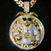 New Iced Out Bling 5A CZ Letter Goat Pendant Necklace Cubic Zirconia Figaro Cuban Chain Badge Charm Men Hip Hop Jewelry
