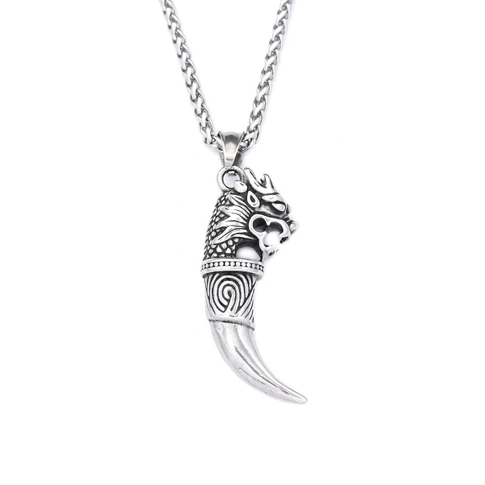 Wolf Tooth Pendant Necklace — Stainless Steel