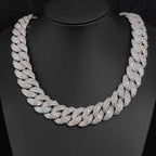 Gold Cuban Chain Necklace Iced Out 24MM 4-Row