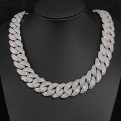 Gold Cuban Chain Necklace Iced Out 24MM 4-Row