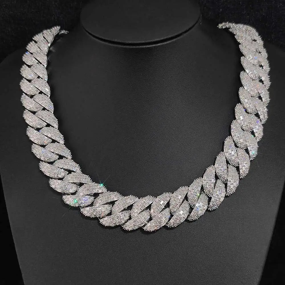 Gold Cuban Chain Necklace Iced Out 24MM 4-Row