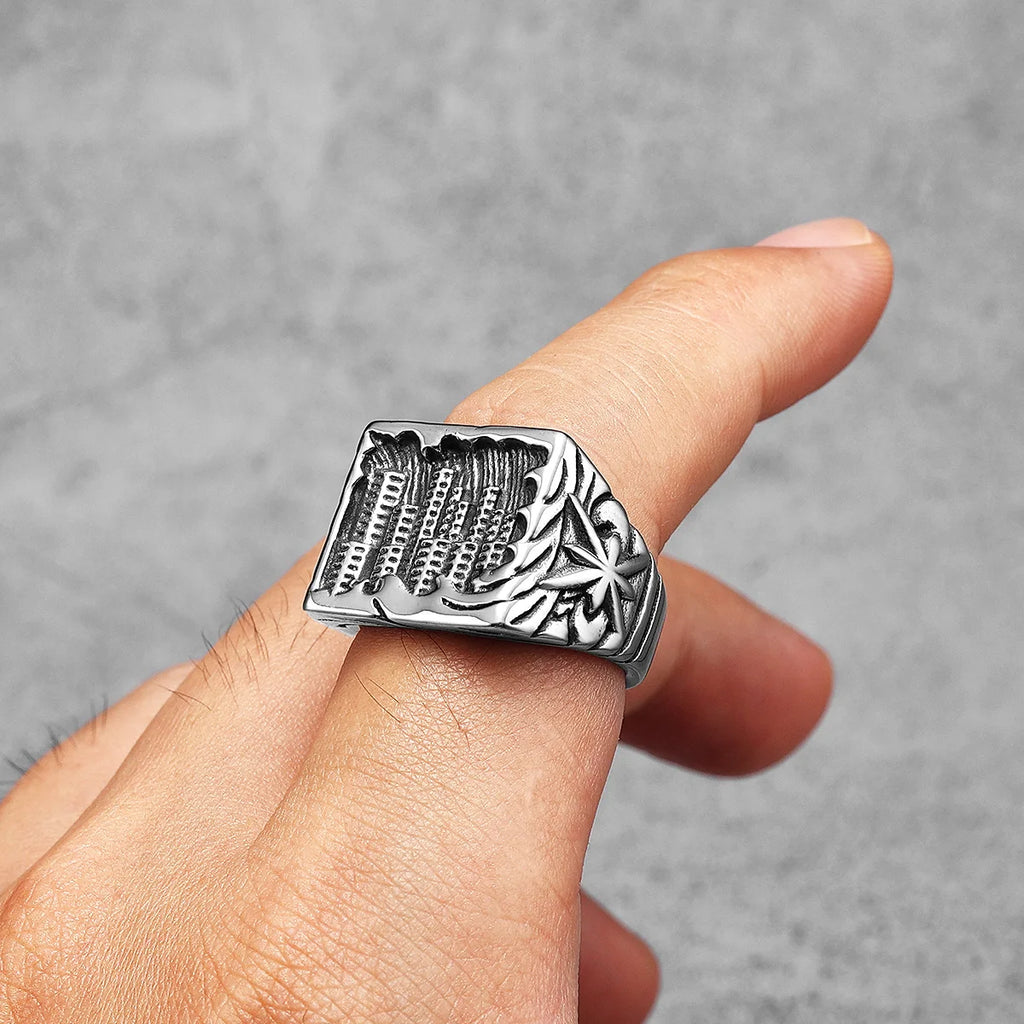 City Carving Ring Stainless Steel Minimal