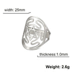 COOLTIME Sigil of Lilith Ring Vintage Stainless Steel Adjustable Pentagram Om Symbol Magic Couple Rings Amulet Jewelry