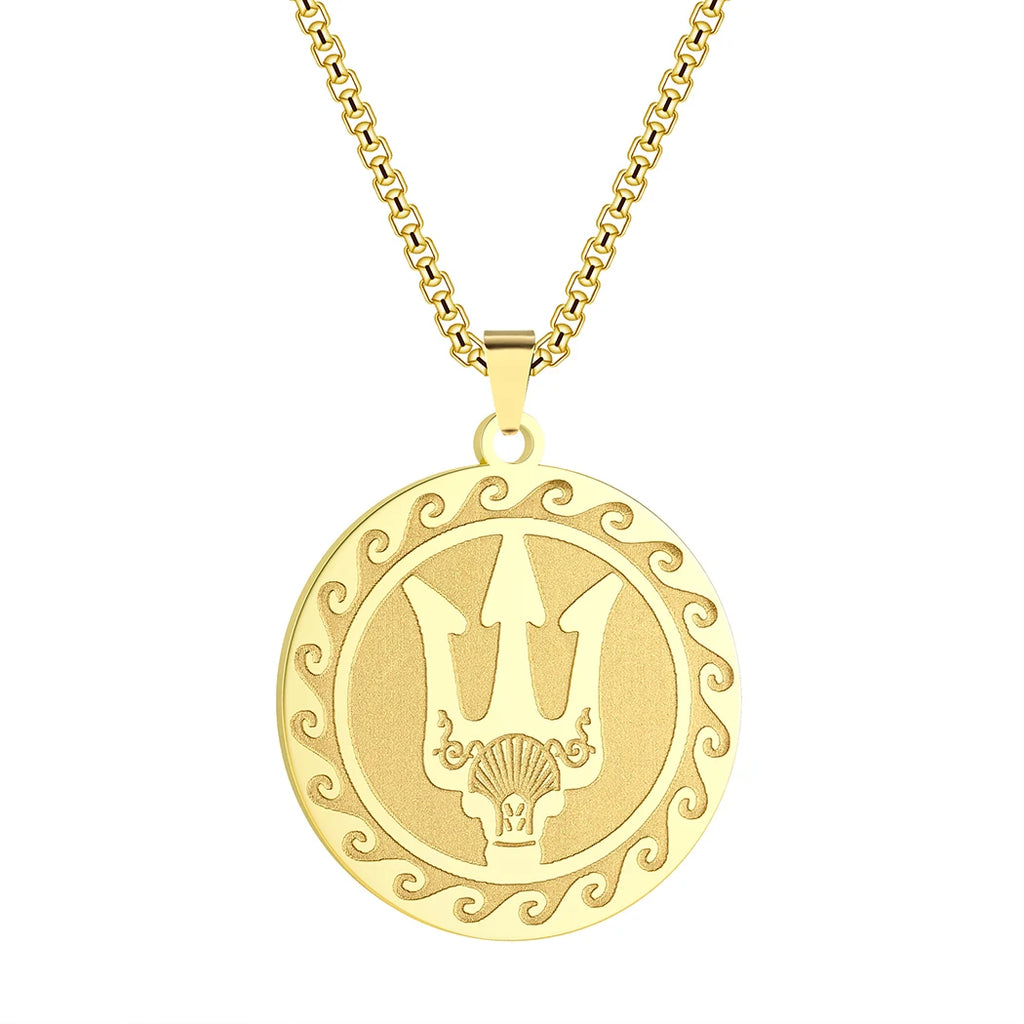 Poseidon Trident Locket Pendant Necklace — Stainless Steel