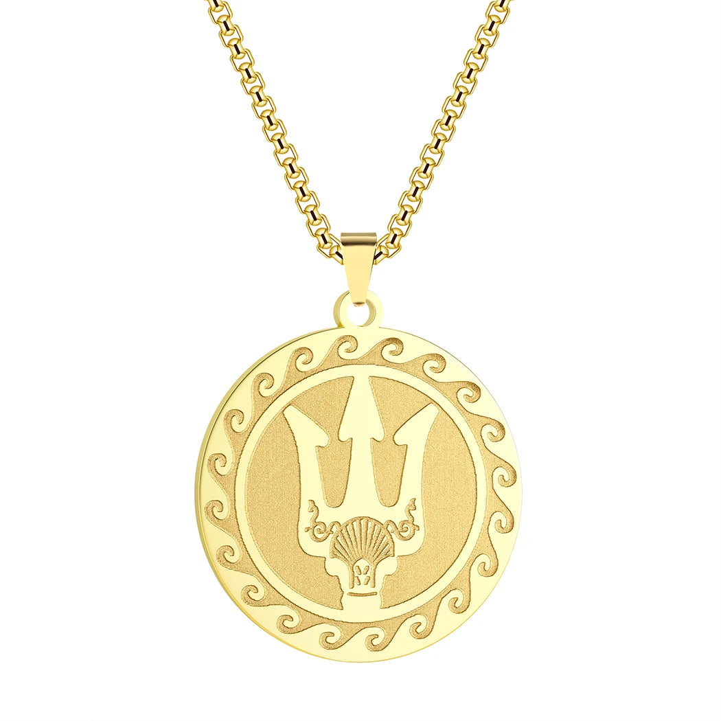 Poseidon Trident Locket Pendant Necklace — Stainless Steel