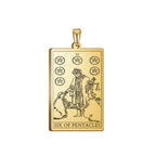 Dawapara Pentacles Tarot Card Pendant for Necklace Stainless Steel Golden Black Jewelry Accessories Charms Pendants