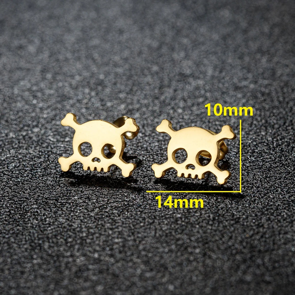 Hollow Mini Skull Stud Earrings for Men — Stainless Steel