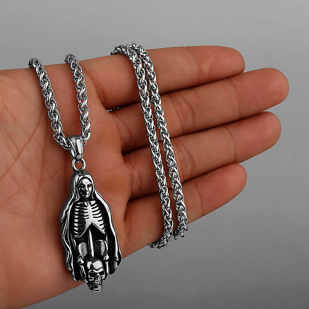 Neo-Gothic Skull Pendant Necklace — Stainless Steel