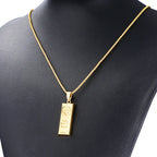 1pcs Rectangular Gold Bar Necklace Pendant Trendy And Exquisite Men's Necklace Daily Party Wear Matching Accessories