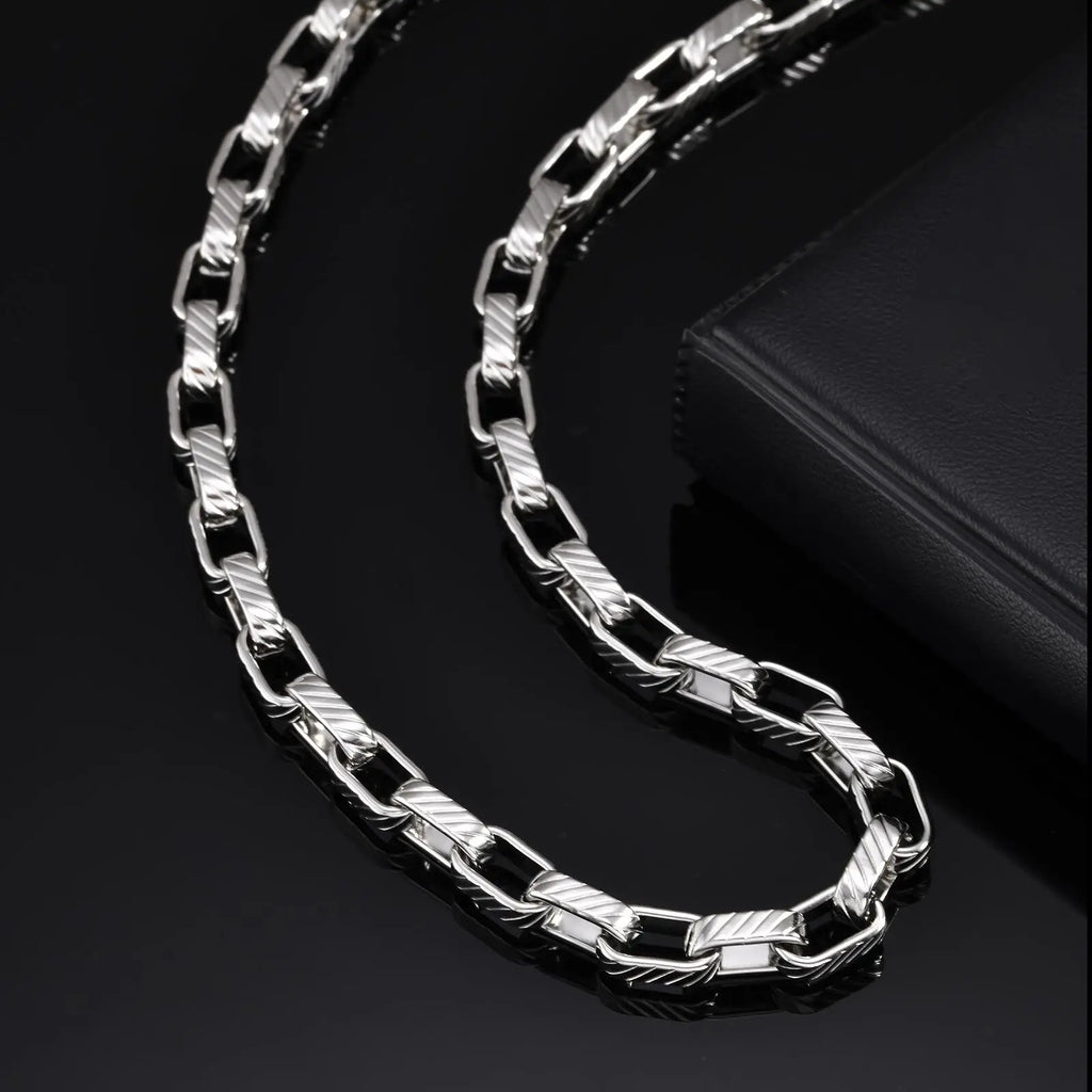 Chunky Embossed Chain Necklace — Stainless