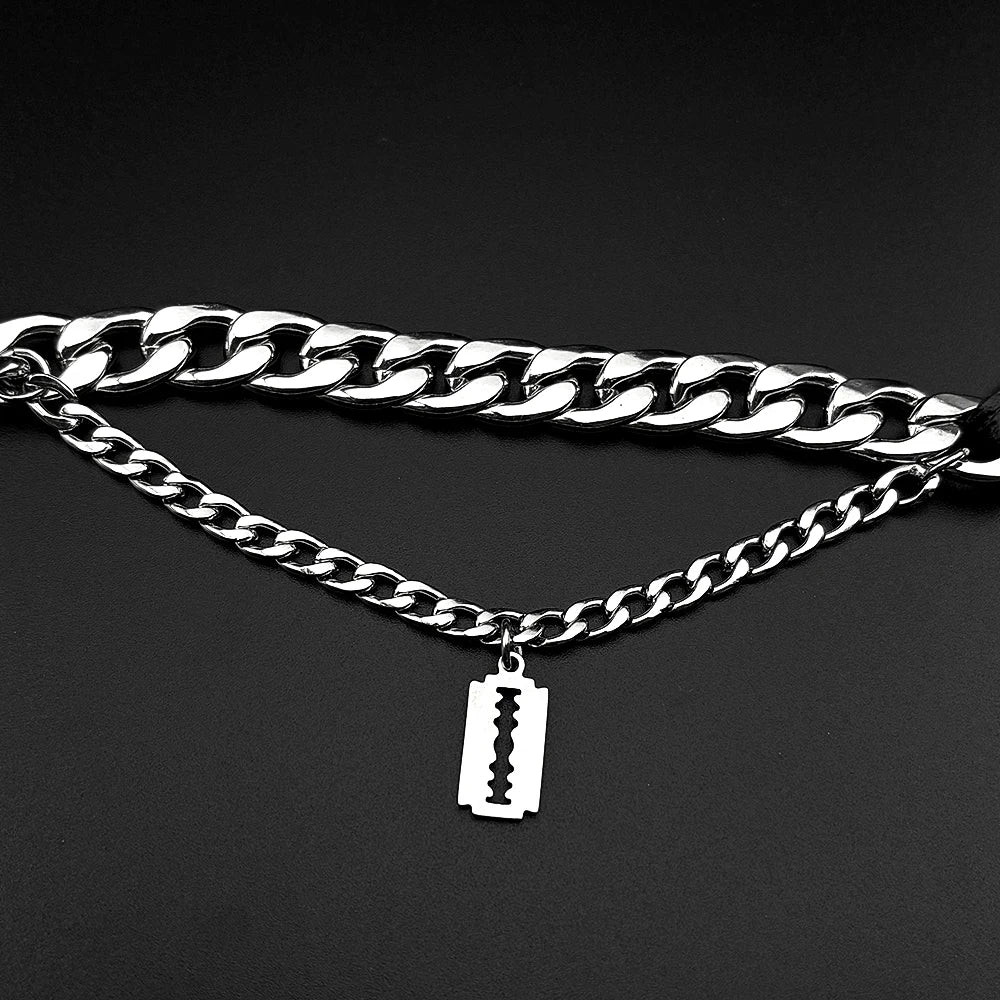 Vintage Razor Blade Statement Bracelet — Stainless Steel