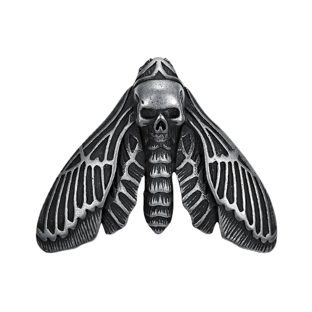 Skull Butterfly Moth Pendant — Stainless