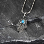 Turquoise Hexagram Pendant Necklace — Stainless Steel
