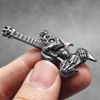 Skull Guitar Pendant Necklace — Stainless Steel