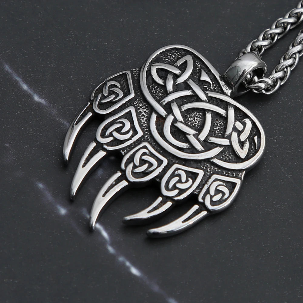 Viking Steel Pendant Vintage Unique Bear Claw