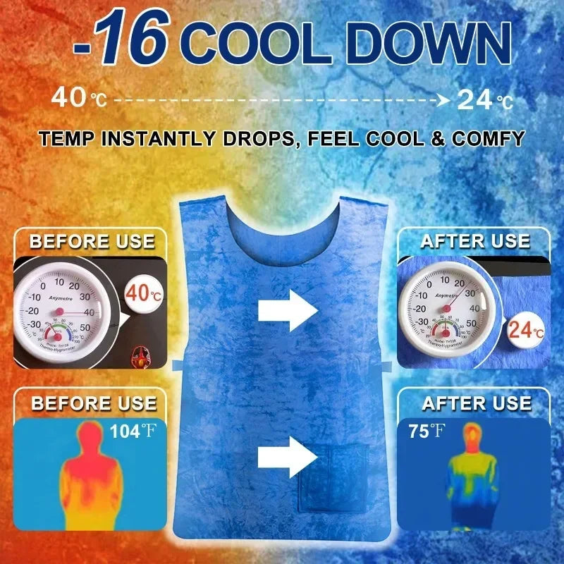 Cooling Vest Water Evaporative Cool Shirt Heatstroke Prevention Evaporative Ice Cooling Vest for MS Patient Outdoor