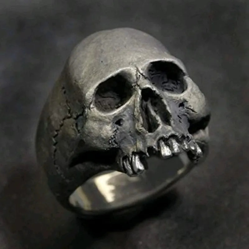 Jianjie Men's Light Luxury Skull Ring Motorcycle Biker Punk Style Men Rings Unique Personality Accessories Trend