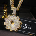 Gear Shaped Pendant Hip-hop Necklace Accessory Rapper Jewelry Street Party Music Festival Fine Jewelry Gifts for Men Boy Friends