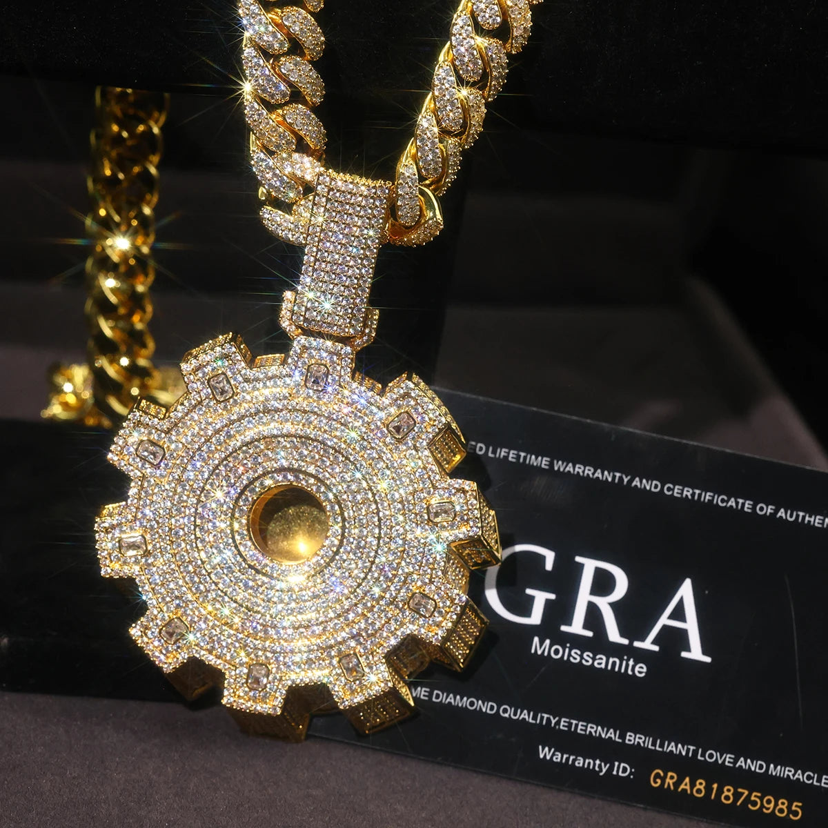 Gear Shaped Pendant Hip-hop Necklace Accessory Rapper Jewelry Street Party Music Festival Fine Jewelry Gifts for Men Boy Friends