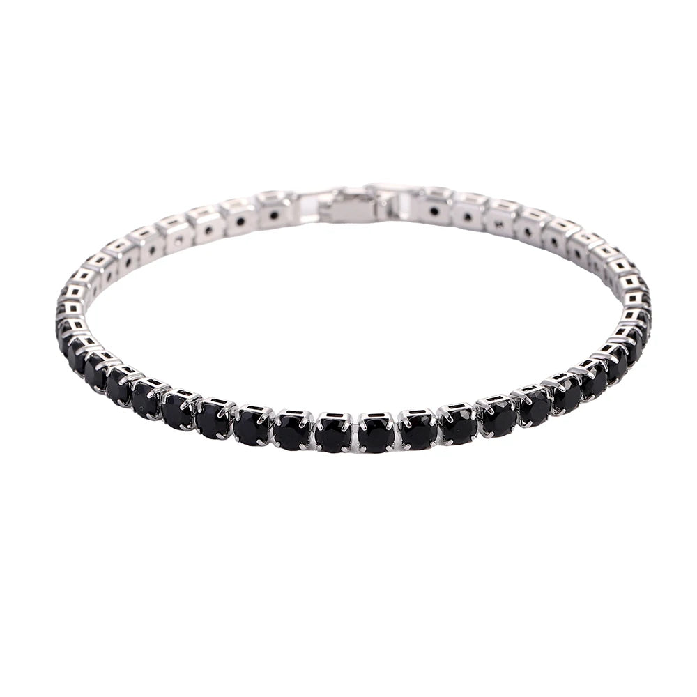 Luxury Hiphop Iced Out 4mm Cubic Zirconia Crystal Tennis Bracelets For Women Men Gold Color Silver Color Bracelet Chain Jewelry