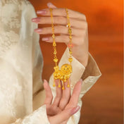 Gold-Tone CZ Lion Tassel Pendant Necklace