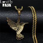 Hummingbird Gold Pendant Necklace — Stainless Steel