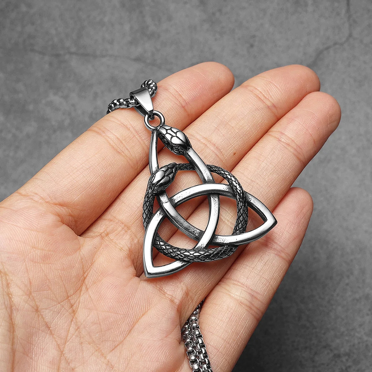 Viking Snake Pendant Necklace — Stainless Steel