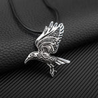 Vintage Nordic Viking Crow Totem Pendant Necklace for Men