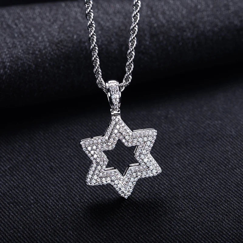 Iced Out Star of David Pendant — 14K Gold