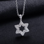 Iced Out Star of David Pendant — 14K Gold