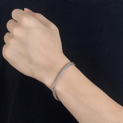 3MM Round Snake Chain Bracelet — 925 Sterling Silver