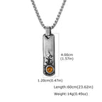 Vintage Men's Natural Stone Rectangle Pendant Necklace,Grey Stainless Steel Thin Bar Necklace,Birthday Party Jewelry