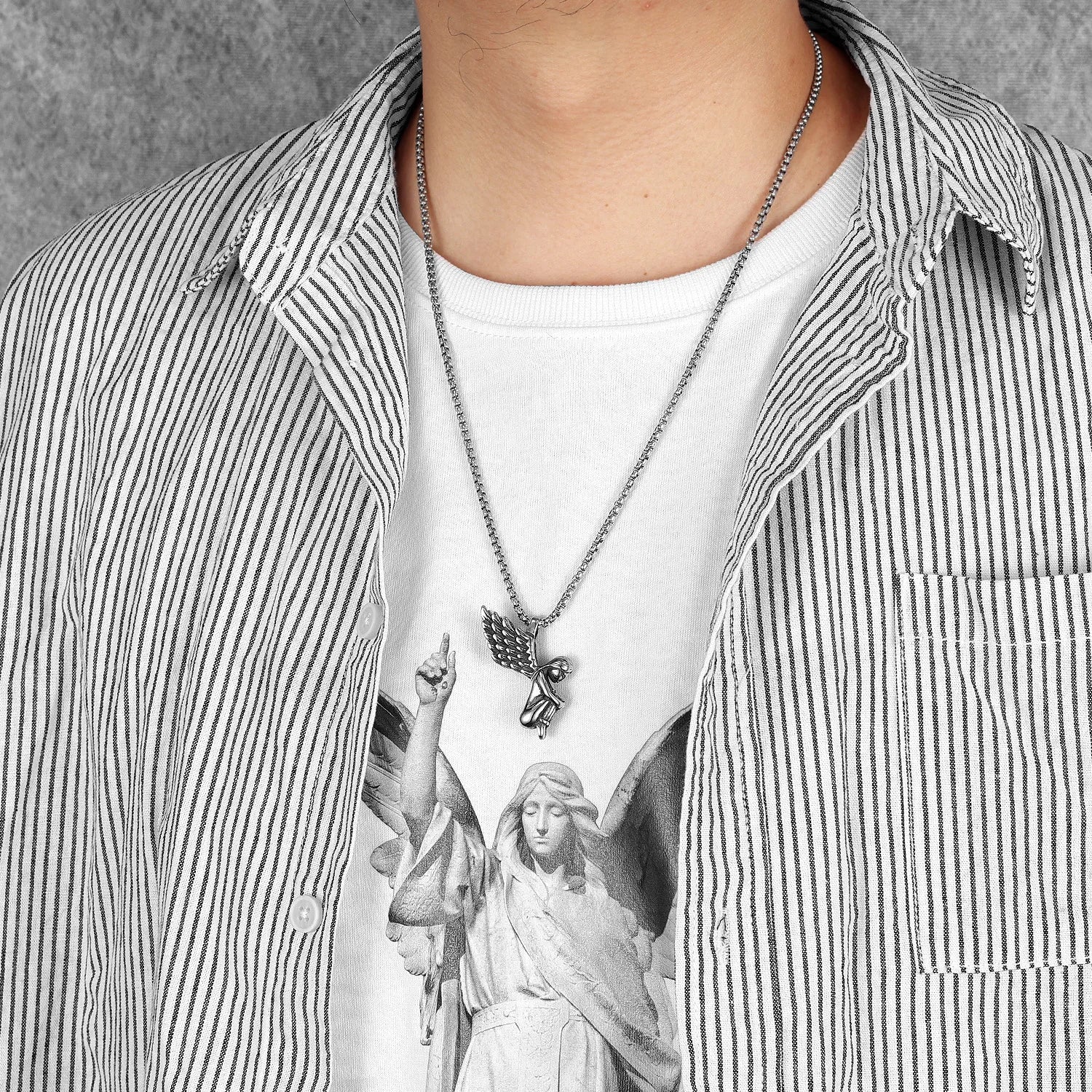 Guardian Angel Wings Pendant — Stainless Steel