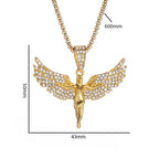 Iced Out Angel Wings Pendant Necklace — Gold