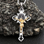 Vintage Christian Jesus Cross Pendant Necklace Men's Stainless Steel Religious Jesus Necklaces Prayer Baptism Jewelry Wholesale