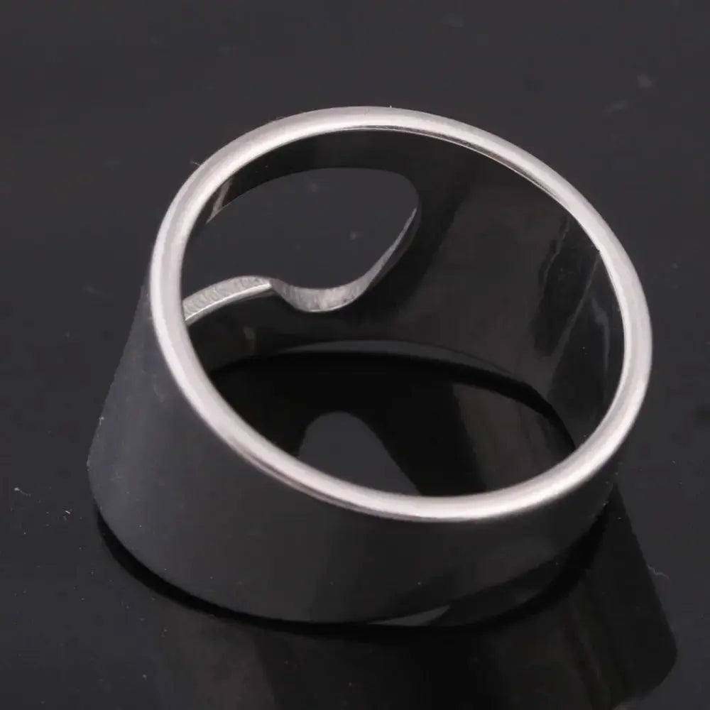 Fashion Stainless Steel Men Bottle Opener Rings Western High Quality Simple Titanium Steel Black White Ring For Friend Jewelry