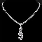 Piano Note Silver Pendant Necklace — Stainless Steel