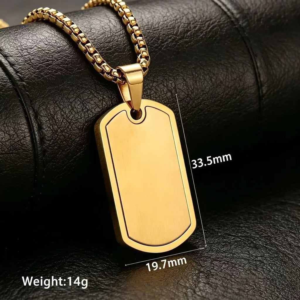Personalized Military Dog Tag Necklace for Men, Stainless Steel Waterproof Hip Hop Pendant Box Chain