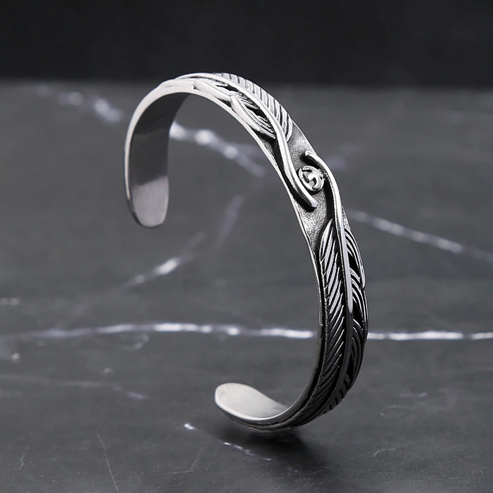 Gothic Eagle Steel Bracelet Punk Animal Feather