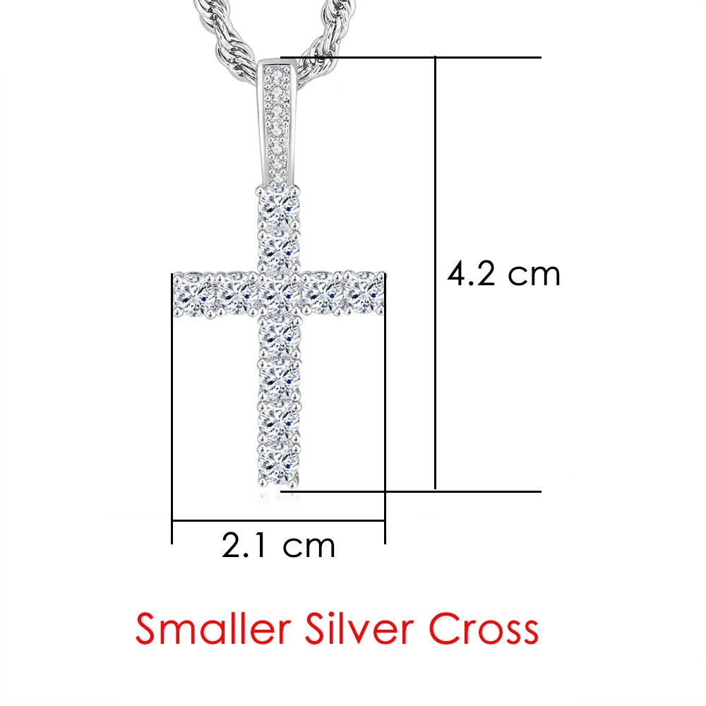 Gold Iced Out Cross Pendant Rope Cuban Chain