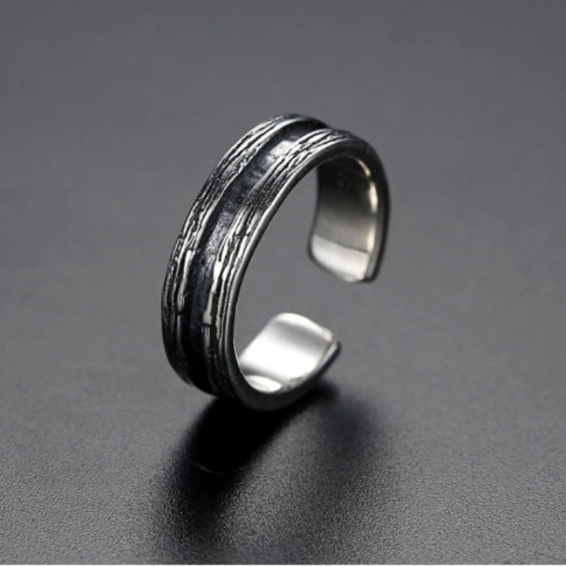 New Arrival 925 Silver Ring Open Size Retro Men Jewelry Personality Multi Lines Design Male Index Finger Accessories